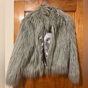 Donna Salyers Fabulous Grey Faux Fur Coat, Size M